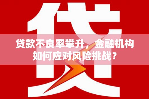 固镇贷款不良率攀升，金融机构如何应对风险挑战？