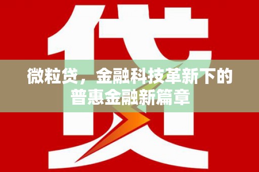 邢台微粒贷，金融科技革新下的普惠金融新篇章